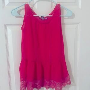 Beautiful Hot Pink Bohemian Top with Lace Detail